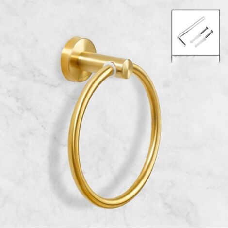 Or - Anneau porte-serviette - Chromé - Porte-serviettes de salle de bain en acier inoxydable (1/3)