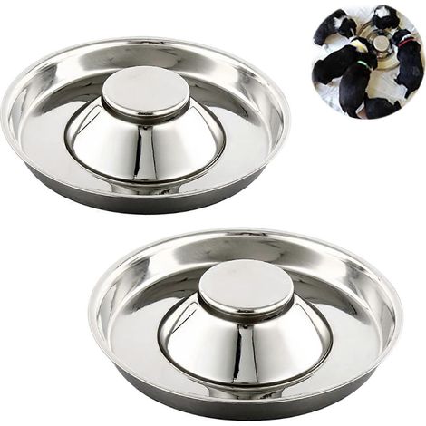 Lot de 2 gamelles en acier inoxydable pour chiots et chats, idéales pour nourrir plusieurs chiots ou chats en même temps, et conviennent aux chiens de petite, moyenne et grande taille. (1/4)