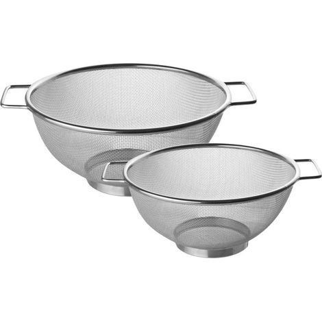 Set de 2 Passoires Inox, passoires chinois, tamis, Chinois, Acier inoxydable, Argent, Diamètres 20 cm et 26 cm (1/4)