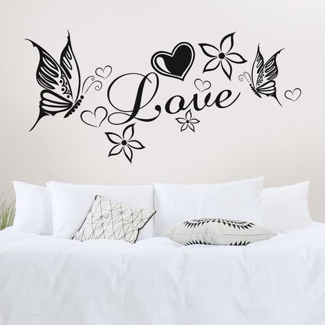 Sticker Mural - Love Papillons - 27x57 cm - Noir (1/3)
