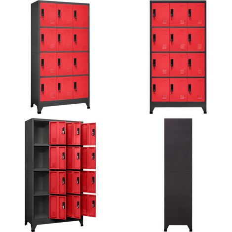 Schließfachschrank Anthrazit und Rot 90x45x180 cm Stahl - Schliessfachschrank - Metallschrank - Garderobe - Bürobedarf - Lagerraum - Home & Living