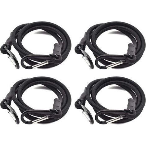 Tendeurs,Sandow Elastique,Tendeurs Elastique avec Crochets,4 Pièces Tendeur Elastique Noir,Sandow avec Crochet pour Tendeurs Porte Bagage（1m） (1/5)