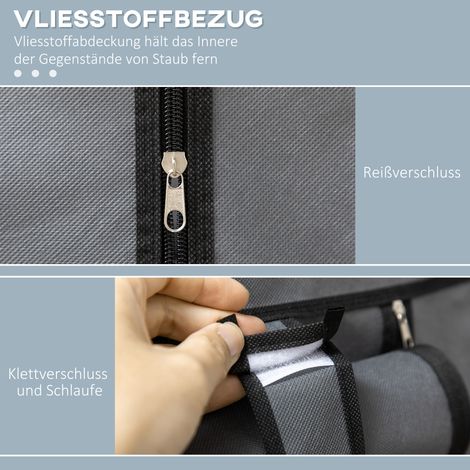 Armoire en tissu, solution de rangement, 6 étagères, 1 tringle, gris foncé (1/5)