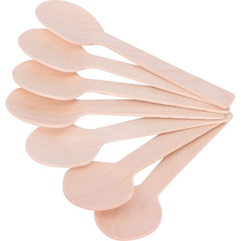 100 pièces de cuillères en bois jetables pour dessert, glace, cuisine, 10 cm (1/5)
