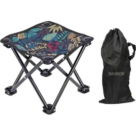 Chaise de camping pliante - RAVIKOR - 28x28x24cm tissu oxford double couche 600D capacité de charge renforcée pliable fond ABS épais (1/5)