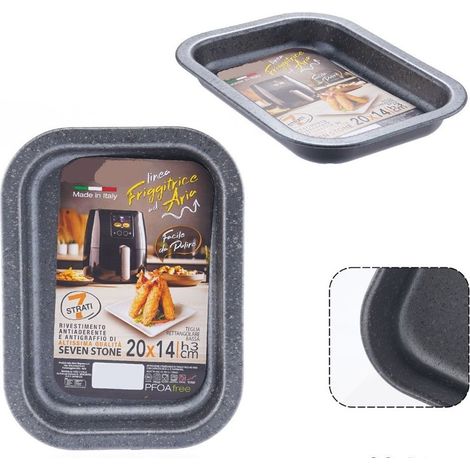 TrAdE Shop Traesio - Teglia Rettangolare Bassa 20x14xh3cm Per Friggitrice Ad Aria Forno Antiaderente 054071 - (1/5)