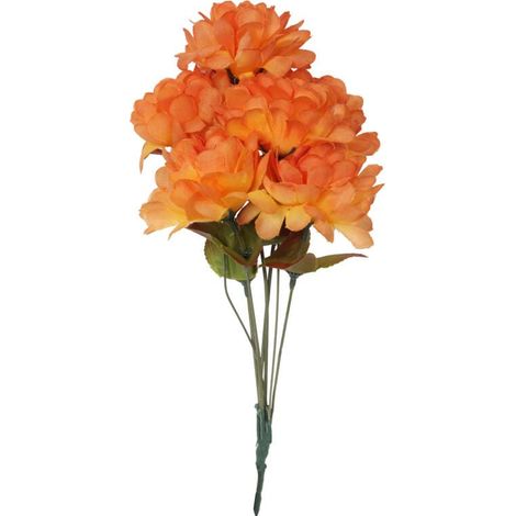 Strauß künstlicher orangefarbener Chrysanthemen – Friedhofsdekoration, 34 cm (1/2)