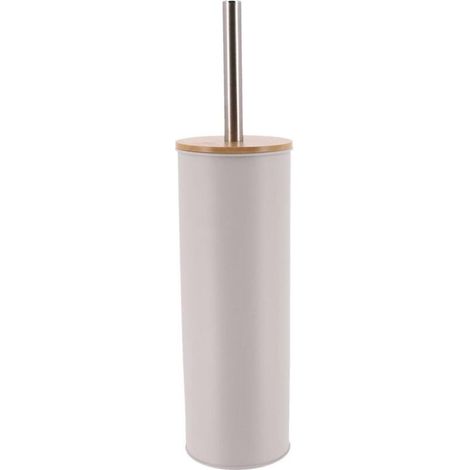 Brosse WC - 1 Unité - Métal Et Bambou - Design Moderne - Hygiène Quotidienne - Salle De Bain - Gris Clair (1/3)