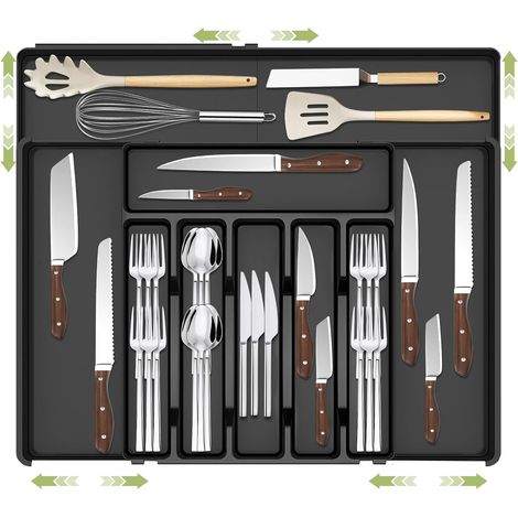 cutlery tray for drawers cutlery tray cutlery tray for drawers cutlery organizer adjustable cutlery organizer width 30-53cm kitchen organizer for spoons and forks (1/5)