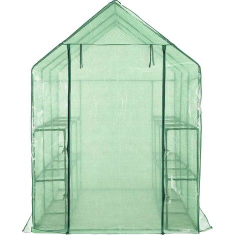 vidaXL Invernadero accesible con 12 estantes acero 143x214x196 cm (1/2)