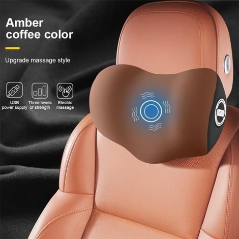 (Schwarz, Kaffee, Rosa, Grau) Auto-Kopfstütze – Baumwolle – 3-in-1 – Elektrische Heizung – USB-Massage – 28 x 18 x 10 cm (1/4)