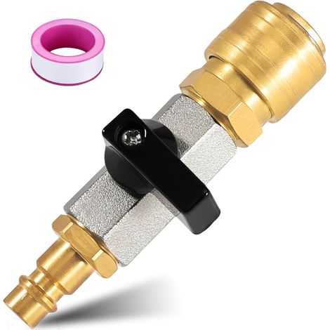 1/4"-Druckluft-Absperrventil – Druckluftanschluss – Druckluftverteiler – Druckluftadapter – Schnellkupplung – Messing-Druckluft-Füllventil mit Dichtung (1/5)