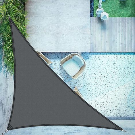 Voile d'ombrage Triangulaire 4x4x5.7m Imperméable à l'eau PES Toile d'ombrage Anthracite avec 95% de Protection UV pour Patio Extérieur Jardin (1/3)