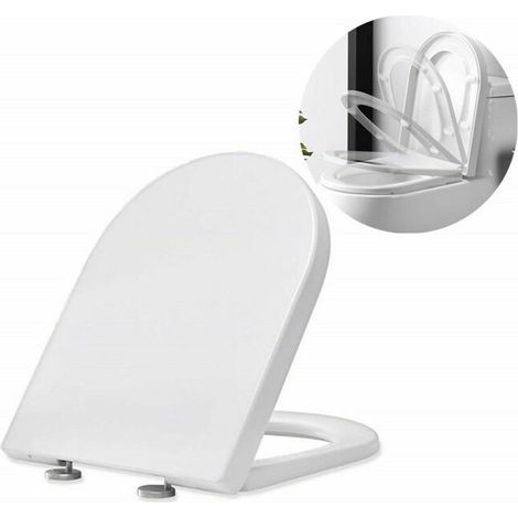 Abattant WC Frein de Chute Lunettes Toilettes en UF Couvercle de Toilette Blanc pour Salle de Bain Siège de Toilettes (1/5)