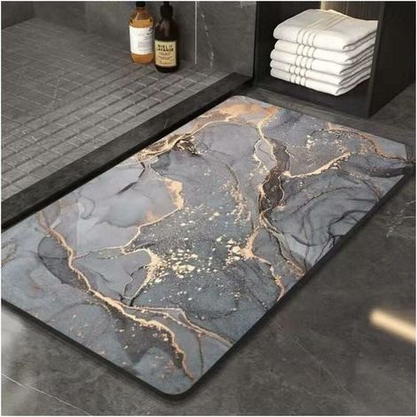Tappetino da bagno in terra di diatomee, asciugatura rapida, assorbente, resistente alla muffa, lavabile, 4 strati (40 × 60 cm) (1/4)