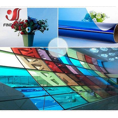 Film adhésif transparent pour vitres, multicolore, teinté solaire, effet vitrail, rouleau de vinyle décoratif, format A4, 20/40 x 120 cm, à poser soi-même