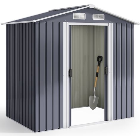 Bealife Capanno da Giardino in Metallo 2,19 m² Acciaio Zincato Antracite su Terreno 184x119x186 cm (1/5)