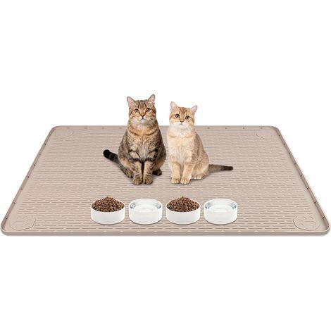 Tapis de Litière pour Chat, Très Grand 40 x 28 pouces Tapis Litière en Silicone pour Chat Anti Dispersion Imperméable Facile Nettoyer Placer Sous Bac à Litière Doux pour Pattes du Chat (Kaki) (1/5)