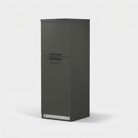 Einbau-Kühlschrankverkleidung mit 2 Türen, Küchenschrank 60x60x164,5h Halser - Schwarz - Grau (1/5)
