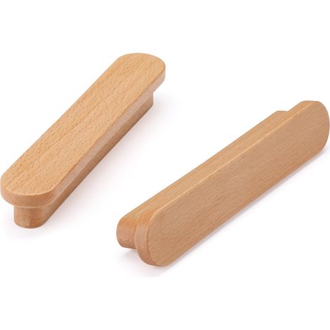 6 Pièces Poignées de Meuble en Bois Poignées de Placard avec Vis Bouton de Tiroir de Porte pour Cuisine Armoire Commode,Distance du Trou 128 MM (1/5)