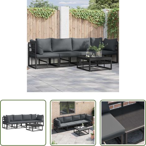 Gartenmöbel -  Gartensofa-set 5 pcs Schwarz Metall (1/5)