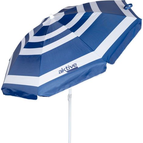 Parasol de Playa Aktive Azul y Blanco 180 cm Octogonal (1/5)