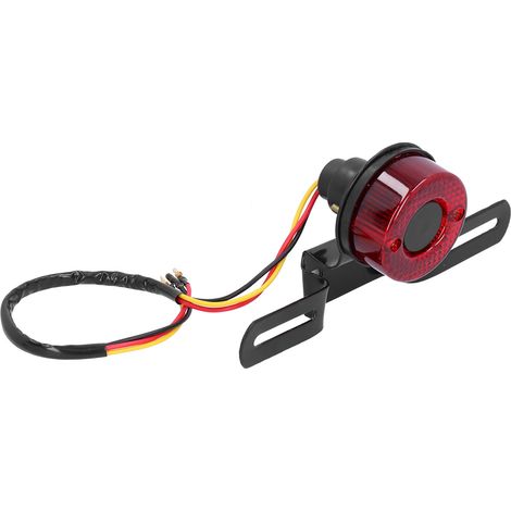 Feu arrière moto 12V DC avec support plaque d'immatriculation universel compatible Honda. (1/5)