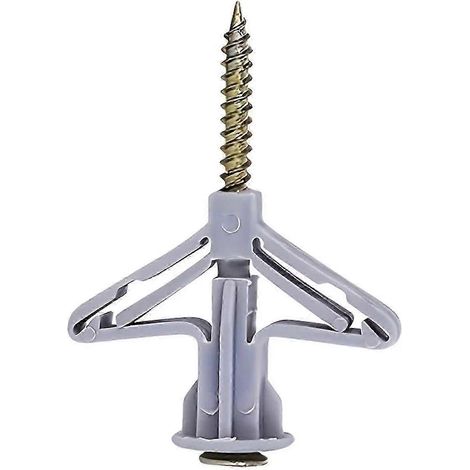 Chevilles d'expansion papillon pour cloisons creuses - Cheville en plastique pour plaques de plâtre avec vis en zinc, installation facile pour étagères, rideaux et fixations murales (50 pièces) (1/5)