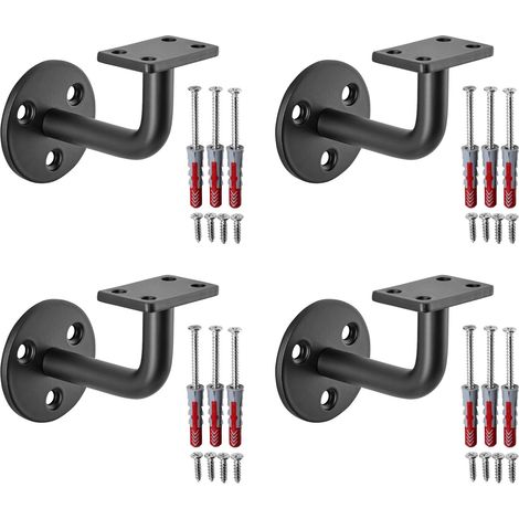 SOTECH Handlaufhalter CURVE 90° Stahl schwarz pulverbeschichtet 55 x 70 x 80 mm Geländerhalter rund Halter für Treppengeländer, 4er Set
