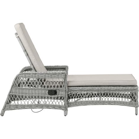 Hven Chaise longue de jardin avec matelas et poignée d'inclinaison, couleur couleur sable.