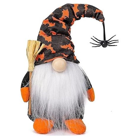 QAZQA Poupée naine sans visage d'Halloween, araignée chauve-souris récolte d'automne décorations en peluche nain ferme elfe, figurines faites à la main d'automne vieil homme barbu décoration d'Hallowe