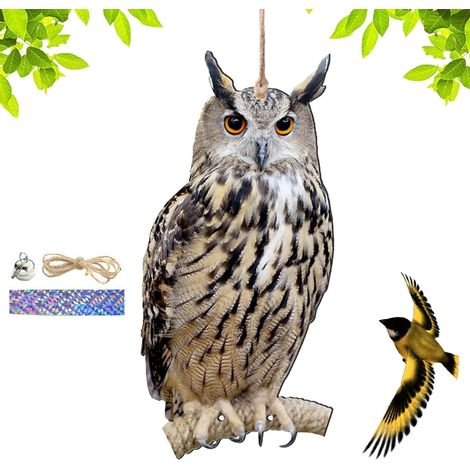 Hibou Effaroucheur Oiseaux, Hibou Anti Corbeau Anti-Pigeon, Hibou Épouvantail Pendentif Jardin Protecteur, Répu Lsif pour Oiseaux en Forme De Hibou pour Balcon Potager Jardin (1/5)