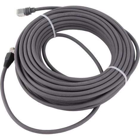 Câble réseau RJ45 mini haut débit 1200 Mbps étanche pliable 15m gaine caoutchouc cuivre gris avec bouchons protection intérieur extérieur (1/5)