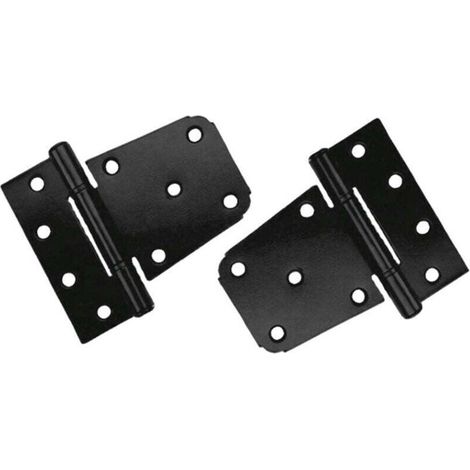 Set mit 2 robusten Türscharnieren, schwarze Kohlenstoffstahlscharniere, flache Türscharniere für Gartenhaus, Scheune, Holzzaun (Schrauben inklusive) (Schwarz)