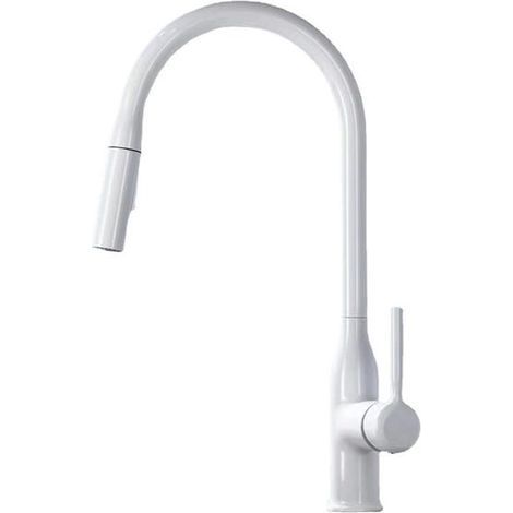 Kitchen Faucet, Bathroom Mixer Tap, 360° Swivel, with Pull-Out Spray Head, for Bathroom and Kitchen, White (1/5)