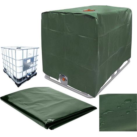 Bche de rservoir d\'eau, Bche Couverture Rservoir IBC pour Cuve 1000L, Capt de Protection Container Citerne Eau, Anti-poussire Anti-UV Anti-Pluie, 120x100x116cm (vert)