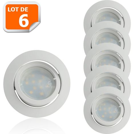 Lampesecoenergie – Lot de 6 spots LED encastrables orientables GU10 – 5W 460LM – Blanc neutre 4000K – Installation rapide sans transformateur (1/5)