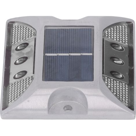 Borne lumineuse solaire en alliage d'aluminium moulé pour allée, marche, trottoir, escalier extérieur, étanche IP68, signalisation routière blanche (1/5)