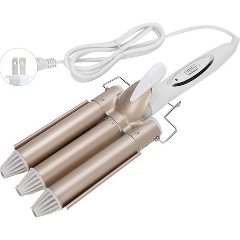 Fer à boucler triple baril 25mm pour ondulations salon, lisseur cranteur coiffure 110‑240V prise US (1/5)