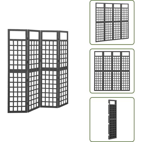 Paravento in legno - vidaXL Divisorio a 4 Pannelli Legno Massello di Abete Nero 161x180 cm - Divisore per patio