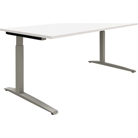 eurokraft pro, P12 - Bureau blanc/aluminium, piétement en L à (1/2)