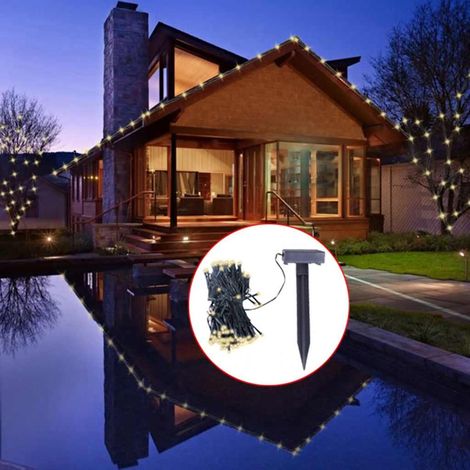 Guirlande Lumineuse Solaire Extérieure 200 LED Blanc Chaud Décoration Jardin Noël 24 m - PANGIVO (1/3)
