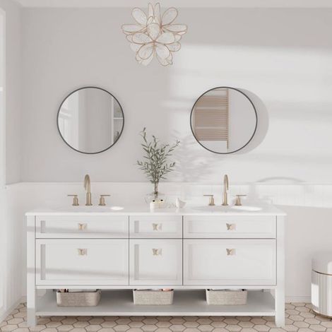 Miroir Rond - Verre HD Anti-explosion - Montage Mural - Pour Salle De Bain Salon Chambre - 40x40 cm (1/5)