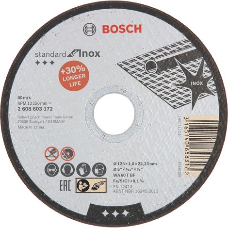 Disco Bosch MET.125mm x 1.6mm x 22mm estándar PARA acero inoxidable