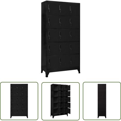 Armoire à casiers, Vestiaire Métallique, Meuble de rangement Noir 90x40x180 cm Acier HYB75889 (1/5)