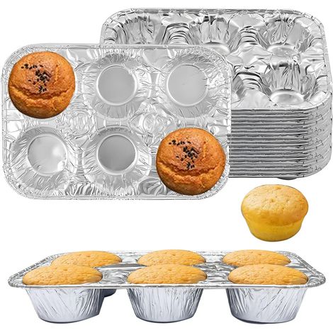 Lot de 10 moules à gâteau ronds Aluminium Plaque à Muffins Anti-adhésif Moule à Pâtisserie pour Muffins,Cupcakes,Brownies,Pudding 7×5×3.2cm,Parent,-