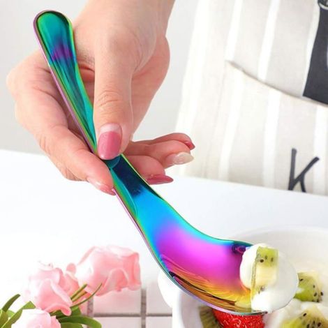 Fourchette - Cuillère À Soupe - Acier Inoxydable - Poignée Courbée - 18 Cm - Lot De 8 Pièces (1/5)