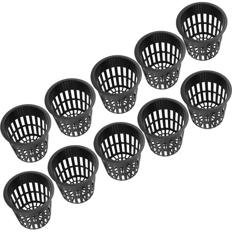 Lot de 10 paniers hydroponiques en plastique durable et sûr pour la culture en jardin ou balcon (noir) (1/5)