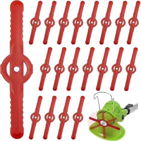 100 lames plastique rechange débroussailleuse tondeuse gazon arbuste coupe dentelé universel, rouge (1/5)