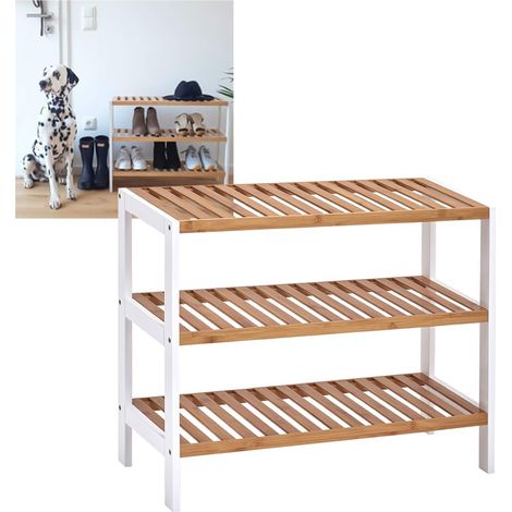 Schuhschrank, Outdoor-Ständer aus Bambusfaser, kompaktes Möbelstück für Schuhe. (1/3)